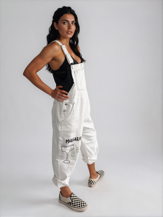 'Will Work For Tequila' Painted Overalls