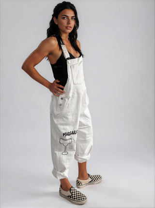 'Will Work For Tequila' Painted Overalls