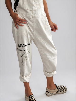 'Will Work For Tequila' Painted Overalls
