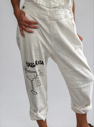 'Will Work For Tequila' Painted Overalls