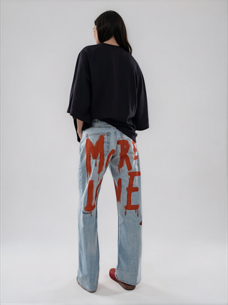 'More Love' Painted Levi's Jeans