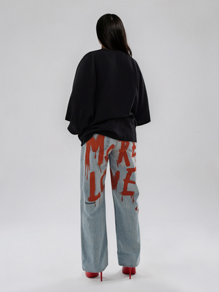 'More Love' Painted Levi's Jeans