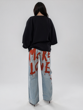 'More Love' Painted Levi's Jeans