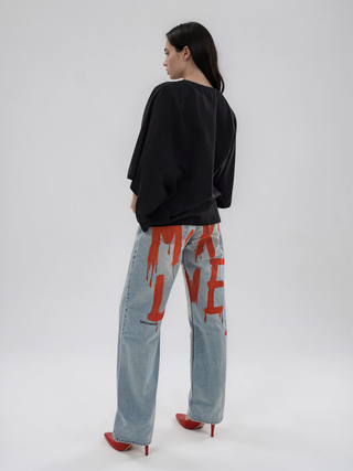 'More Love' Painted Levi's Jeans