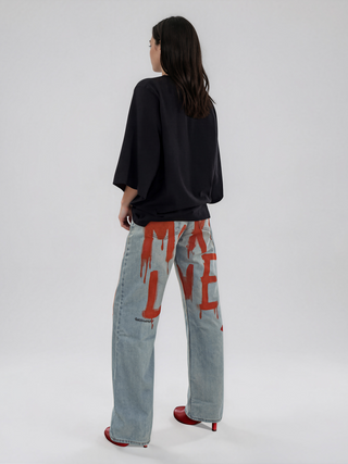 'More Love' Painted Levi's Jeans