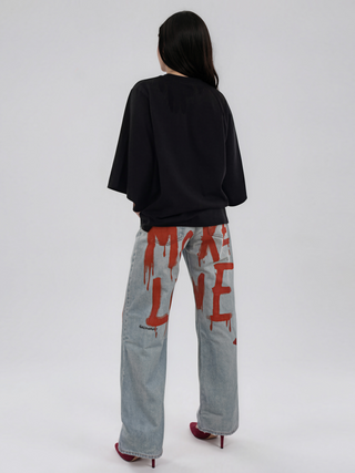 'More Love' Painted Levi's Jeans