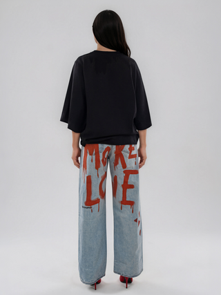 'More Love' Painted Levi's Jeans