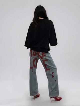 'More Love' Painted Levi's Jeans