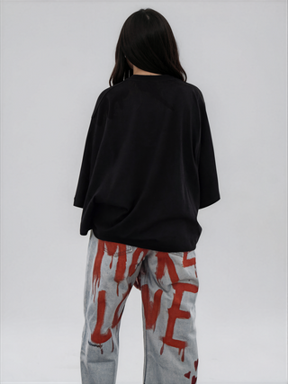 'More Love' Painted Levi's Jeans