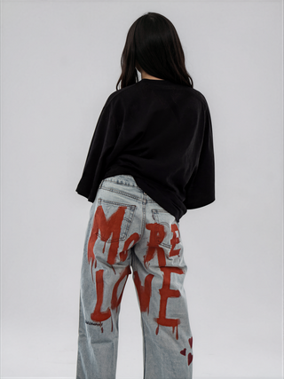 'More Love' Painted Levi's Jeans