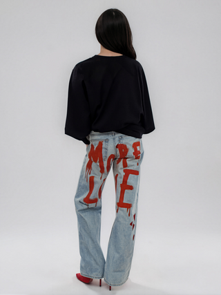 'More Love' Painted Levi's Jeans