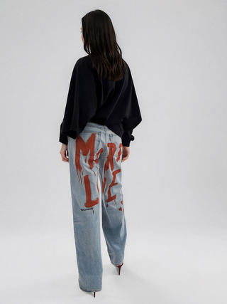 'More Love' Painted Levi's Jeans