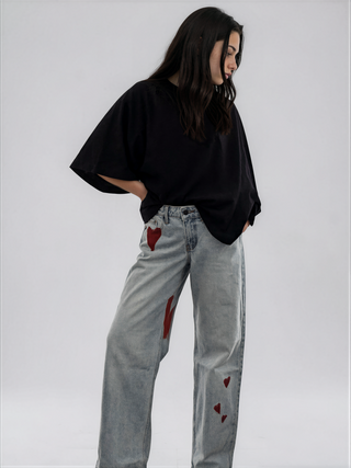 'More Love' Painted Levi's Jeans