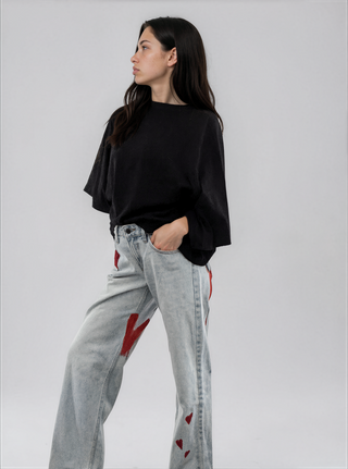 'More Love' Painted Levi's Jeans