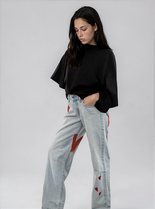 'More Love' Painted Levi's Jeans