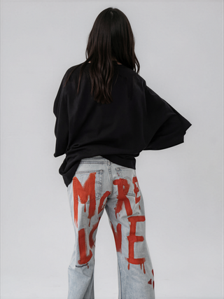 'More Love' Painted Levi's Jeans