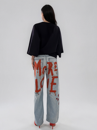 'More Love' Painted Levi's Jeans