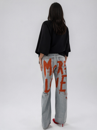 'More Love' Painted Levi's Jeans
