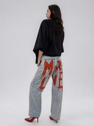'More Love' Painted Levi's Jeans