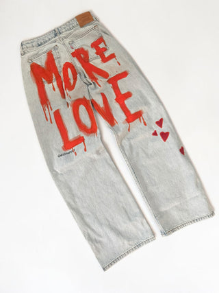 'More Love' Painted Levi's Jeans