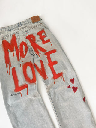 'More Love' Painted Levi's Jeans