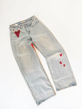 'More Love' Painted Levi's Jeans