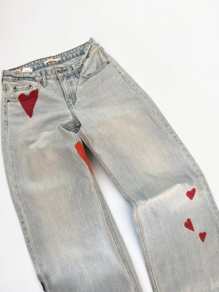 'More Love' Painted Levi's Jeans