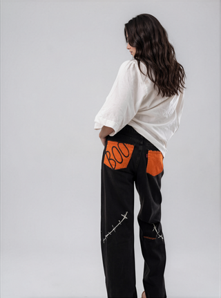 'Spooky Season' Painted Jeans