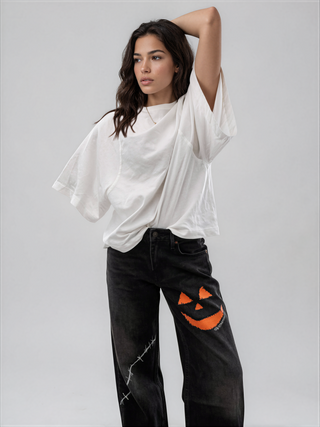 'Spooky Season' Painted Jeans