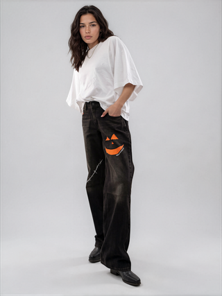 'Spooky Season' Painted Jeans