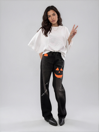 'Spooky Season' Painted Jeans