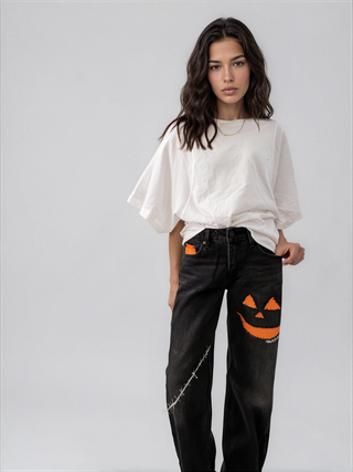 'Spooky Season' Painted Jeans