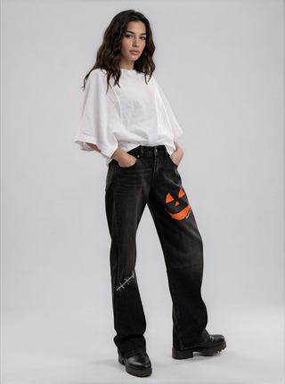 'Spooky Season' Painted Jeans