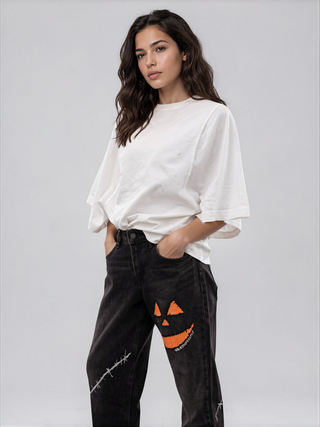 'Spooky Season' Painted Jeans