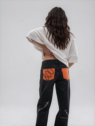 'Spooky Season' Painted Jeans