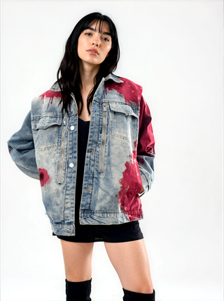 'Never Better' Painted Denim Jacket
