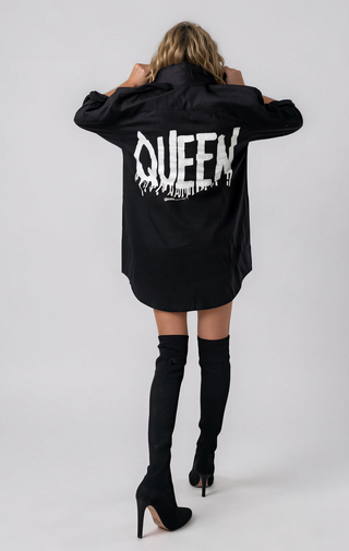 'Queen' Painted Shirt Dress