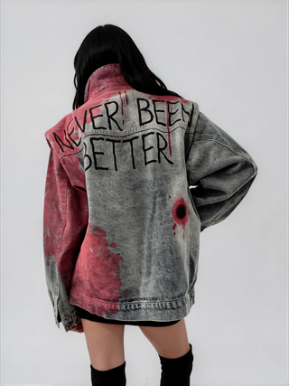 'Never Better' Painted Denim Jacket