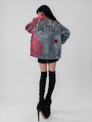 'Never Better' Painted Denim Jacket