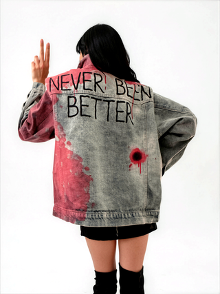 'Never Better' Painted Denim Jacket