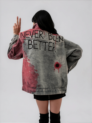'Never Better' Painted Denim Jacket