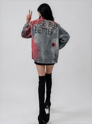 'Never Better' Painted Denim Jacket