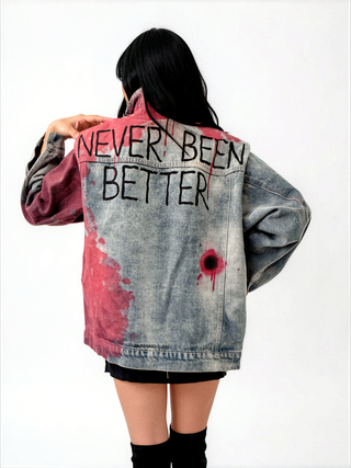 'Never Better' Painted Denim Jacket