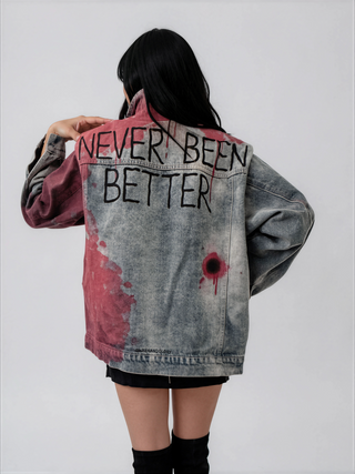'Never Better' Painted Denim Jacket