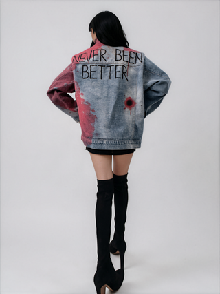 'Never Better' Painted Denim Jacket