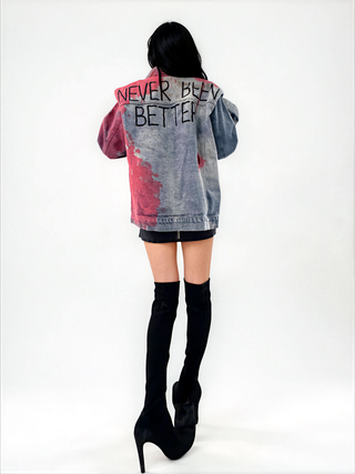 'Never Better' Painted Denim Jacket