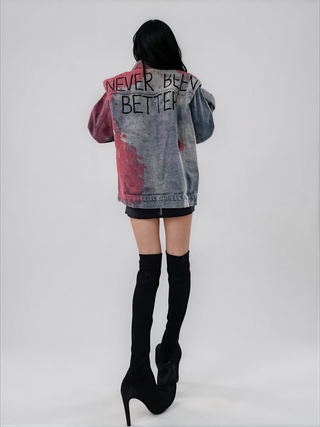 'Never Better' Painted Denim Jacket