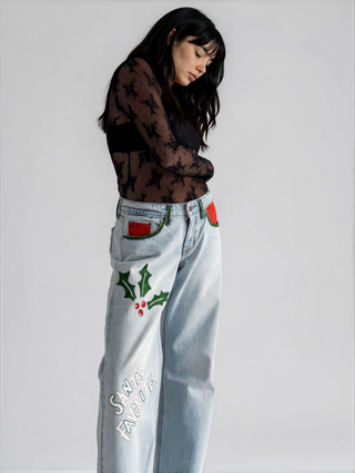 'Santas Favorite' Painted Levi's Jeans