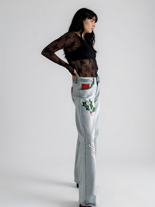 'Santas Favorite' Painted Levi's Jeans