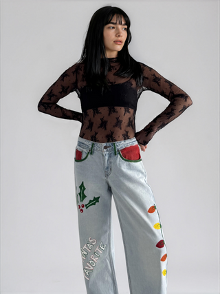 'Santas Favorite' Painted Levi's Jeans